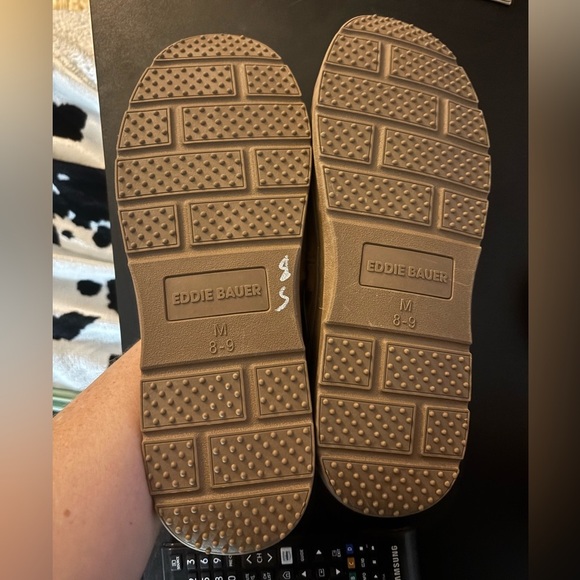 Eddie Bauer Men Slipper Brown Suede Memory Foam Faux Fur Loudon MED (8-9) - Picture 2 of 2